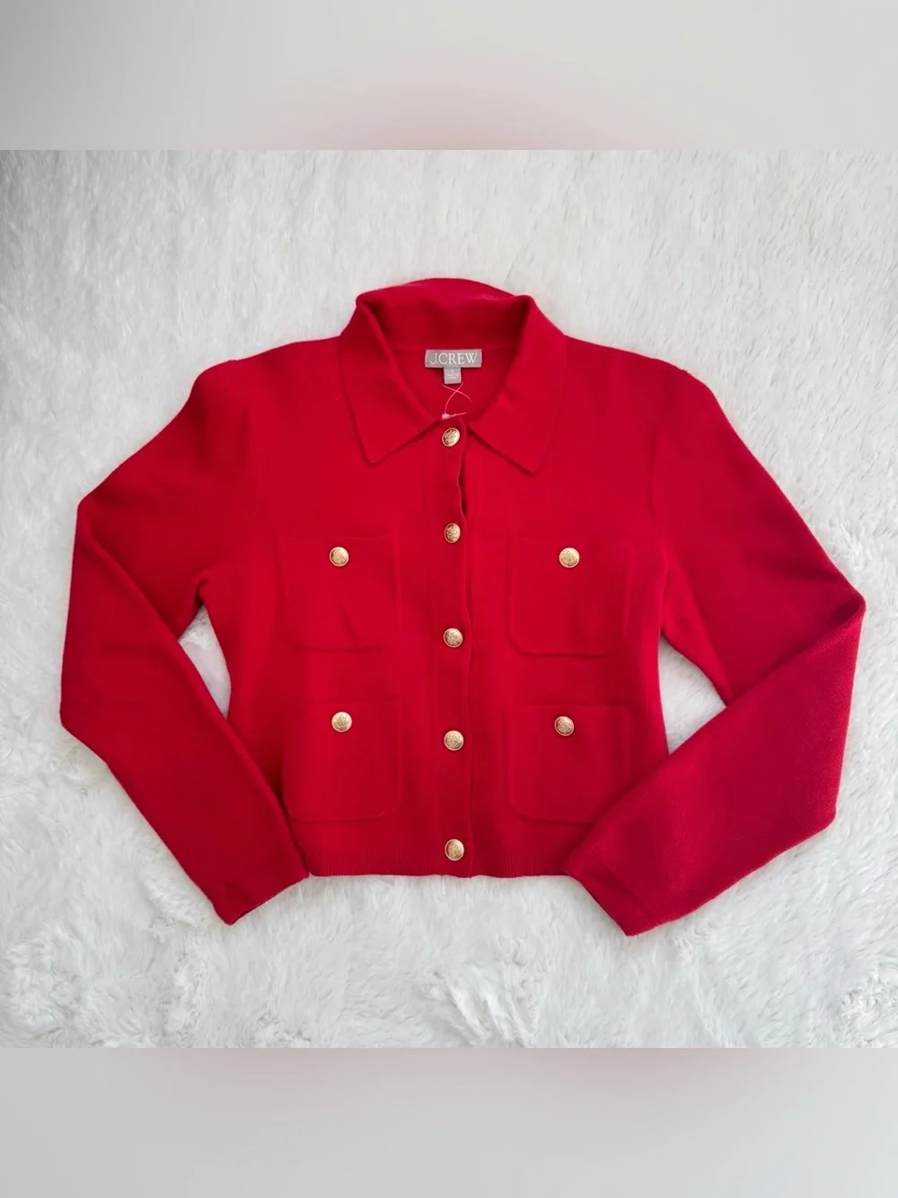 J. Crew Women's Red Patchpocket Button-Up